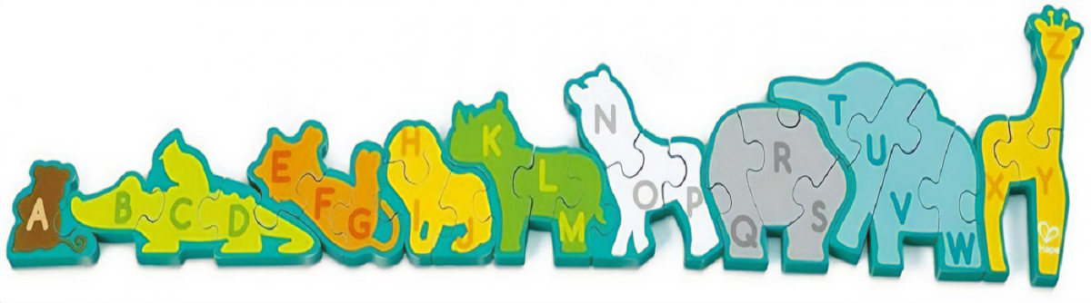 Imaginea produsului 'Puzzle din lemn. Litere și animale sălbatice'