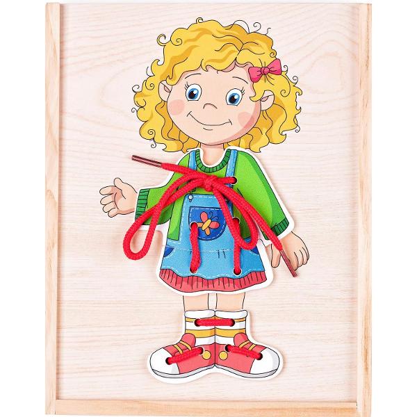 Puzzle din lemn: Imbraca fetita