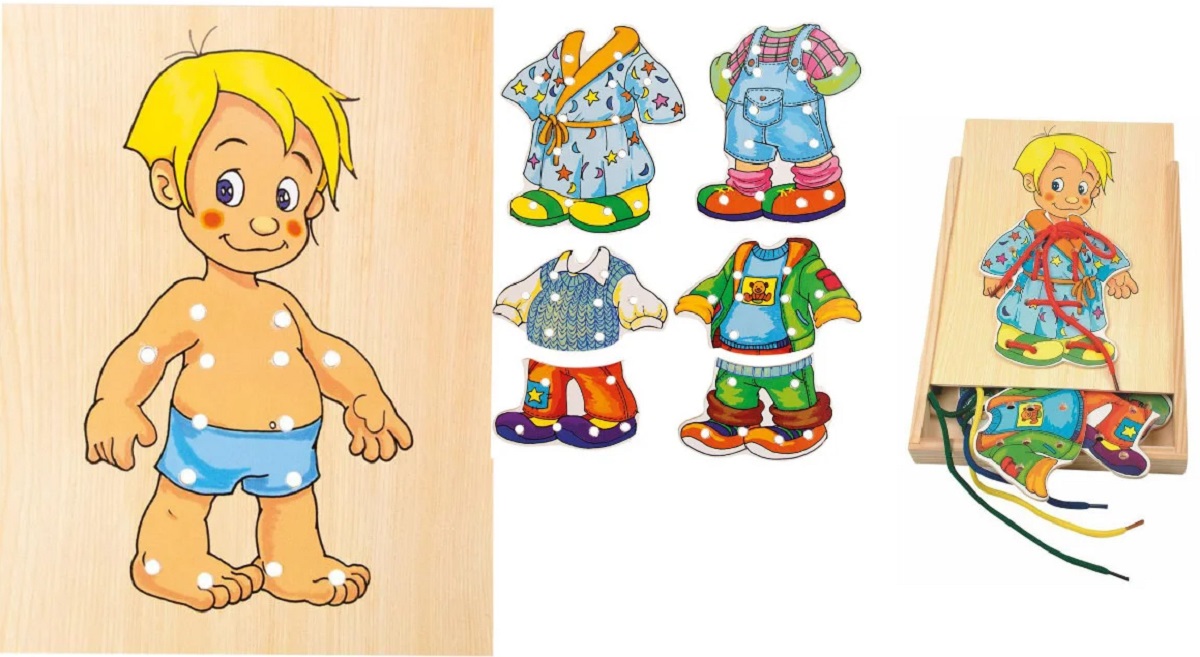 Imaginea produsului 'Puzzle din lemn: Îmbracă băiețelul'