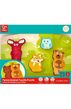 Imaginea produsului 'Puzzle din lemn tactil. Animale din pădure'