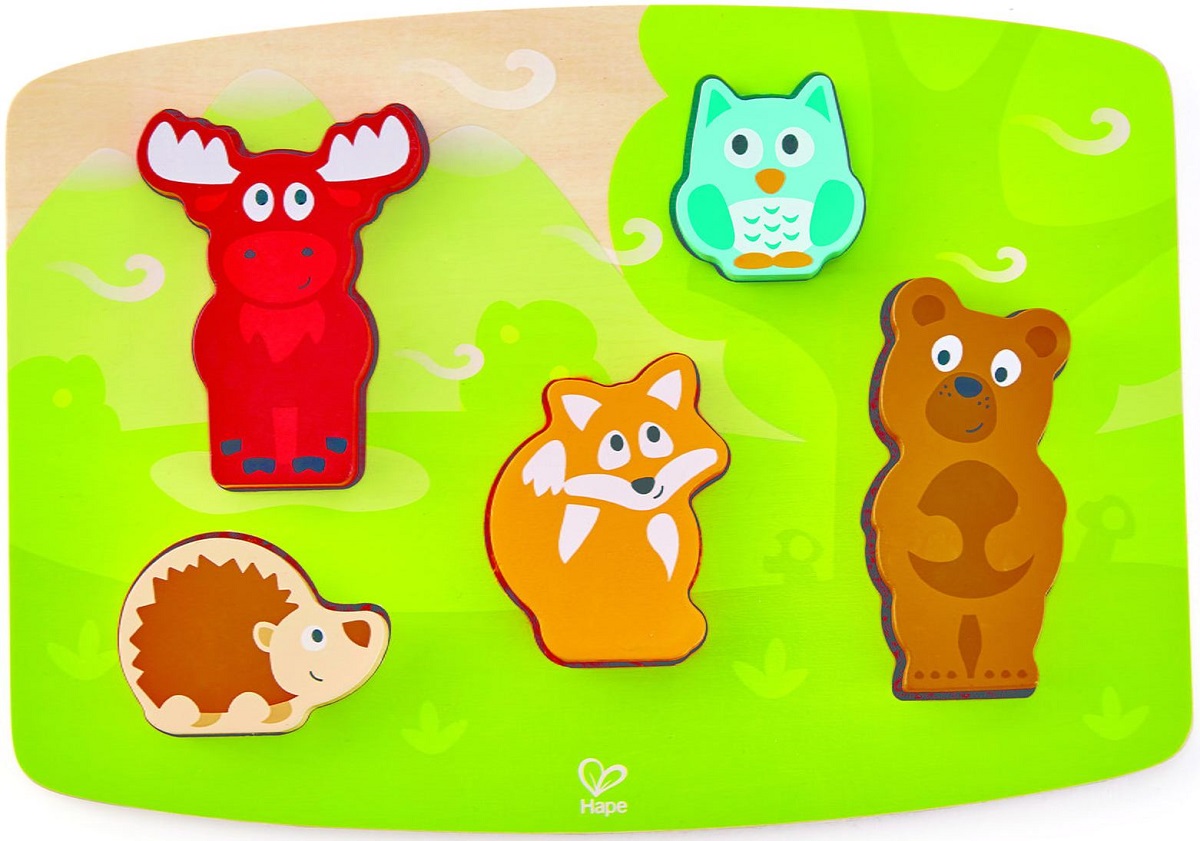 Imaginea produsului 'Puzzle din lemn tactil. Animale din pădure'