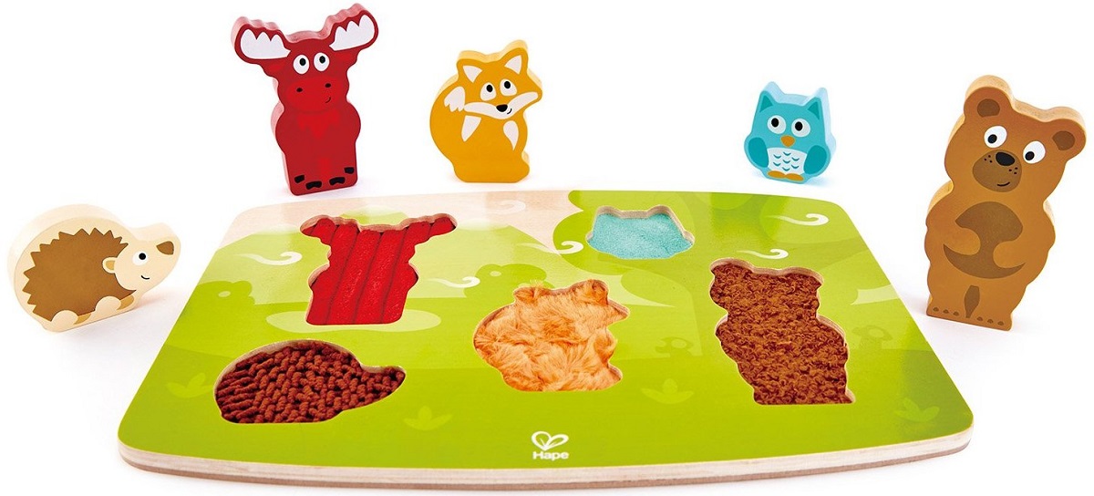 Imaginea produsului 'Puzzle din lemn tactil. Animale din pădure'