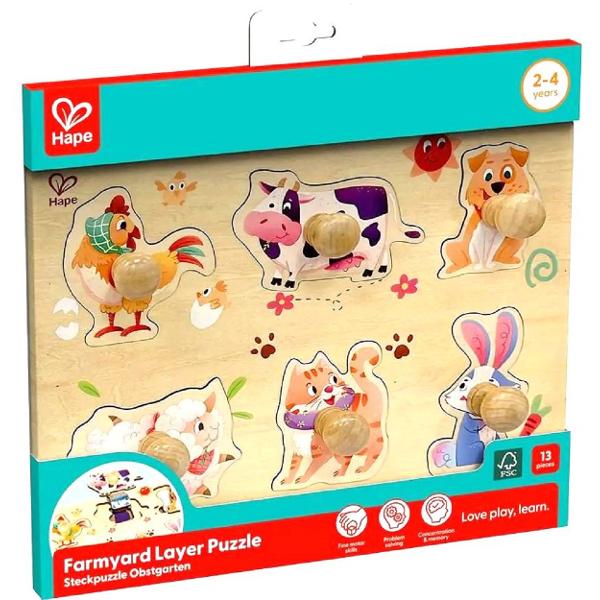 Puzzle din lemn in straturi: Animale