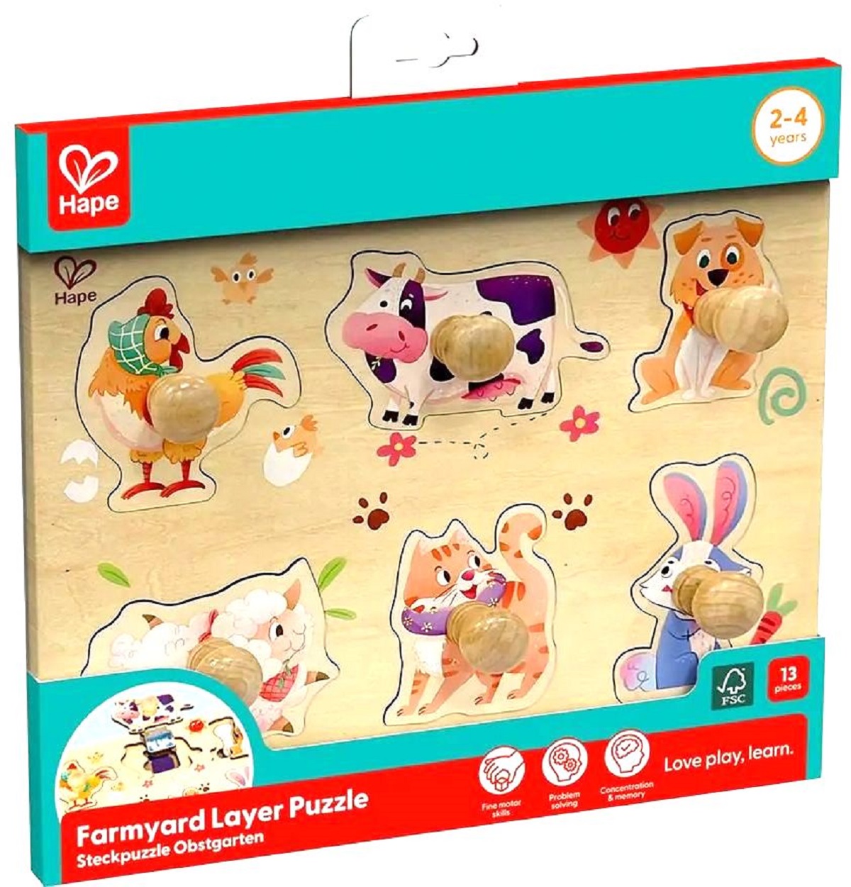 Imaginea produsului 'Puzzle din lemn în straturi: Animale'