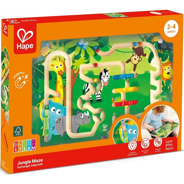 Jucarie din lemn: Labirint magnetic. Jungla
