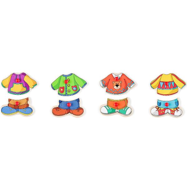Puzzle din lemn cu butoni: Imbraca-l pe Sebastian