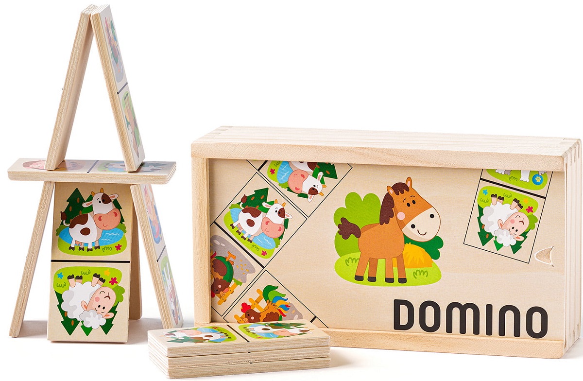 Imaginea produsului 'Domino din lemn: Animale de la fermă'