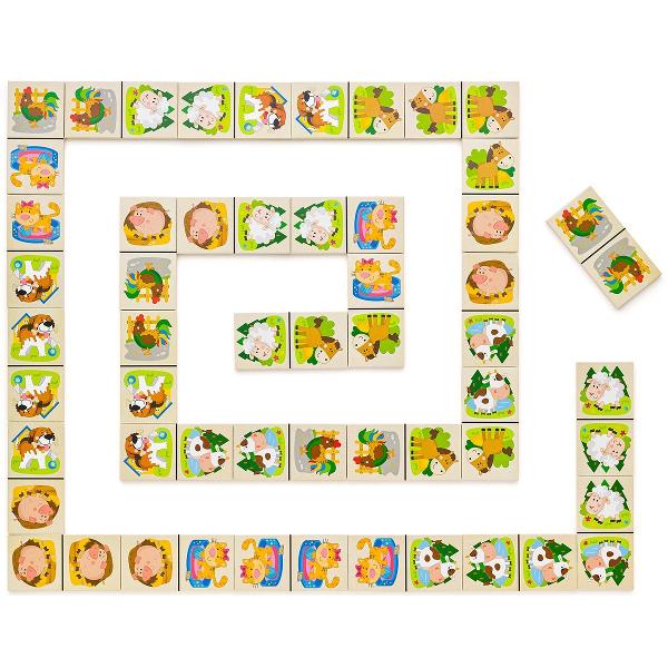 Domino din lemn: Animale de la ferma