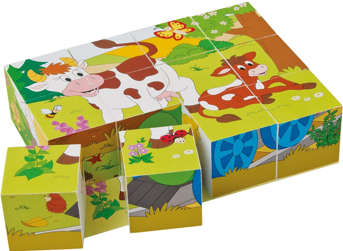 Imaginea produsului 'Puzzle din lemn: 3x4 cuburi. Ferma'
