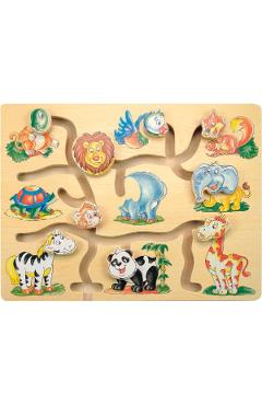 Imaginea produsului 'Labirint cu portrete de animale în mișcare din lemn'