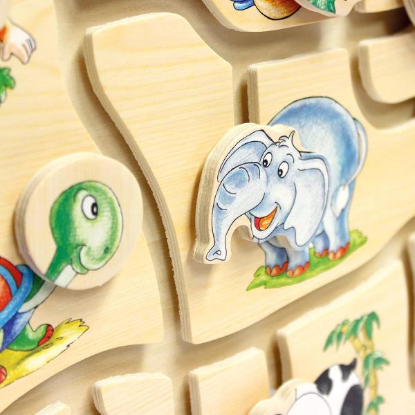 Labirint cu portrete de animale in miscare din lemn
