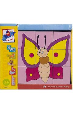 Imaginea produsului 'Puzzle din lemn cuburi. Animale colorate'