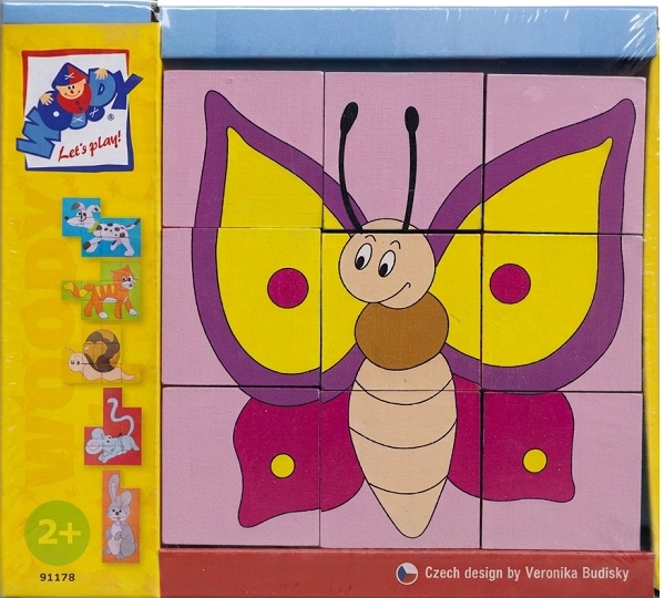 Imaginea produsului 'Puzzle din lemn cuburi. Animale colorate'
