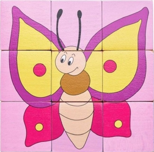 Imaginea produsului 'Puzzle din lemn cuburi. Animale colorate'