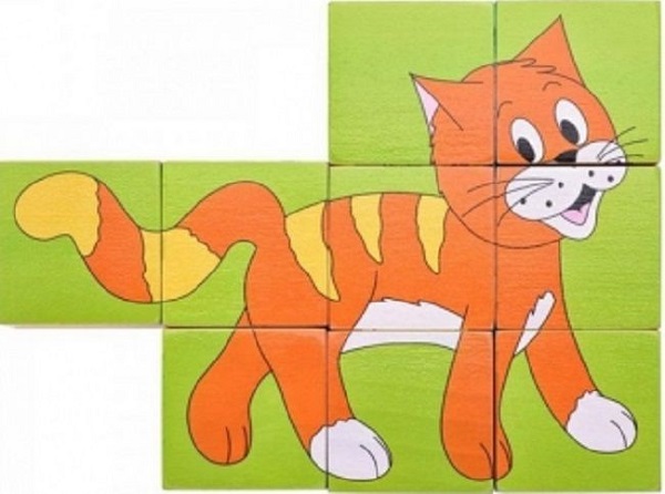 Imaginea produsului 'Puzzle din lemn cuburi. Animale colorate'