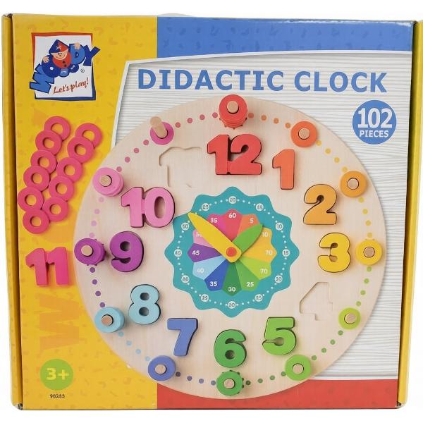 Ceas didactic cu matematica din lemn