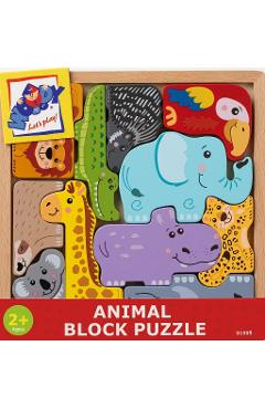 Imaginea produsului 'Puzzle 3D din lemn: Forme de animale'
