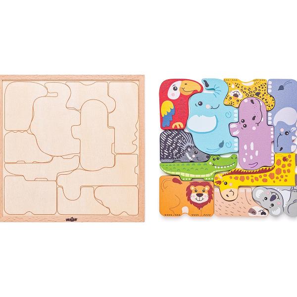 Puzzle 3D din lemn: Forme de animale