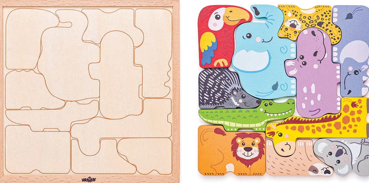 Imaginea produsului 'Puzzle 3D din lemn: Forme de animale'