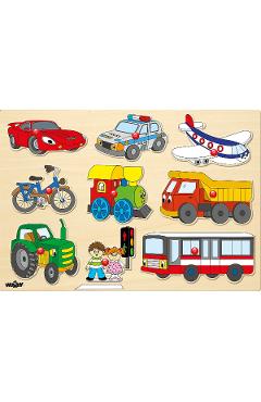 Imaginea produsului 'Puzzle din lemn cu butoni: Mijloace de transport'