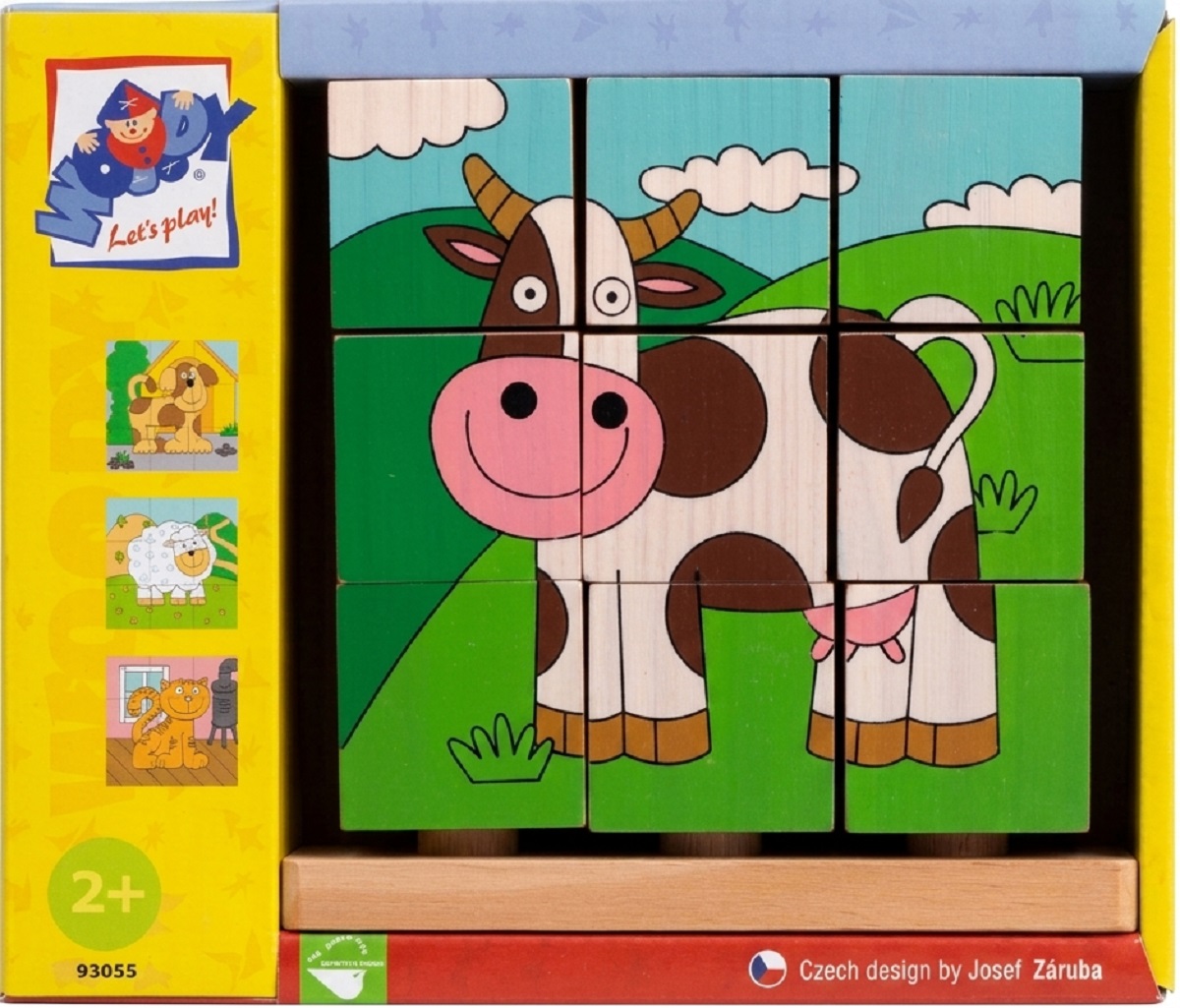 Imaginea produsului 'Puzzle din lemn. 3x3 cuburi. Imagini de stivuit'