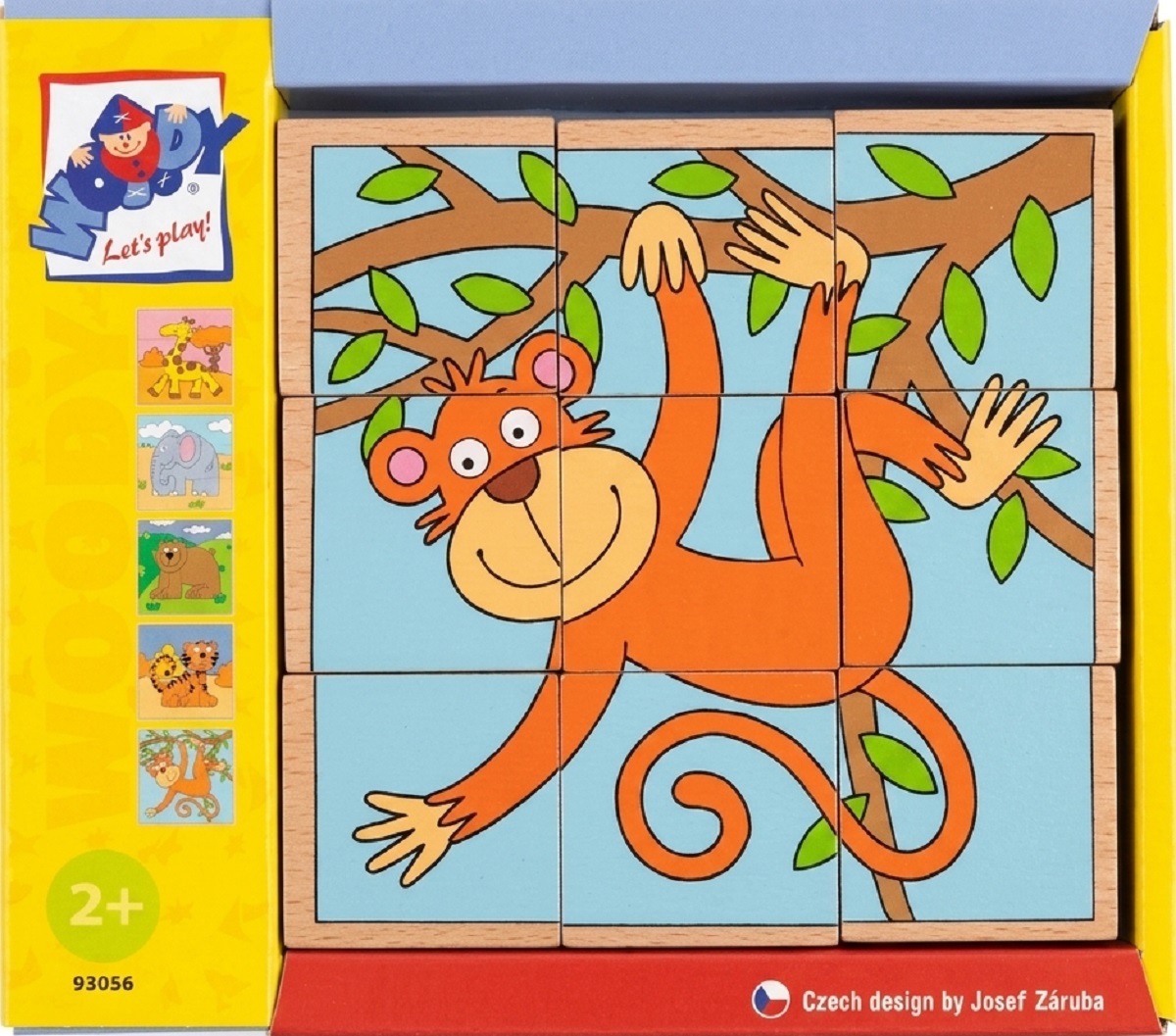 Imaginea produsului 'Puzzle din lemn. 3x3 cuburi. Animale exotice'