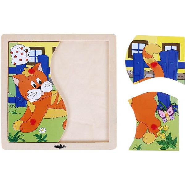 Puzzle din lemn: Pisica