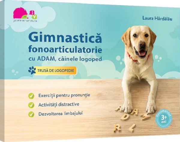 Coperta cărții 'Gimnastică fonoarticulatorie cu Adam, câinele logoped - Laura Hărdălău'