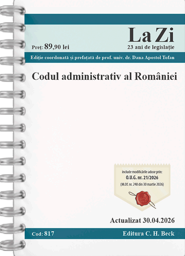 Coperta cărții 'Codul administrativ al României Act.30 aprilie 2026 Ed.Spiralată'