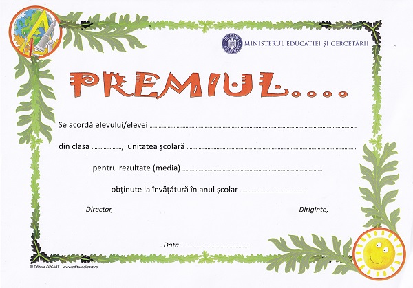 Coperta cărții 'Diploma pentru ciclul gimnazial. Premiul...'