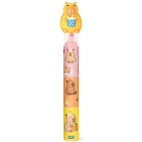 Mini evidentiator 3 in 1. Capybara galben cu pahar albastru