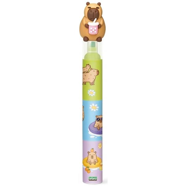 Mini evidentiator 3 in 1. Capybara maro cu pahar roz