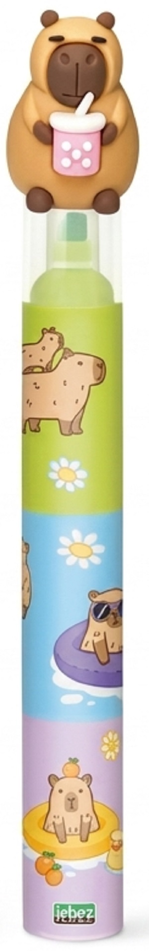 Imaginea produsului 'Mini evidențiator 3 în 1. Capybara maro cu pahar roz'