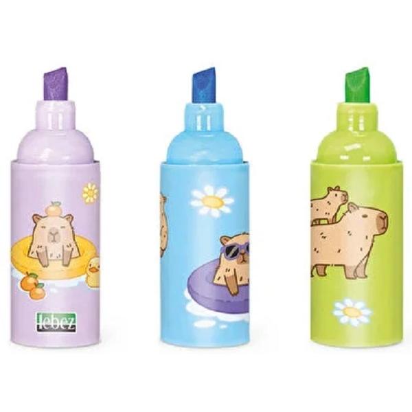 Mini evidentiator 3 in 1. Capybara maro cu pahar roz