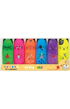 Imaginea produsului 'Set 6 markere evidențiator: Besty Cats'