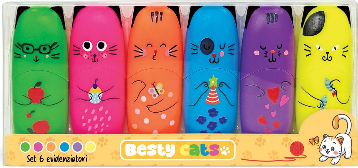 Imaginea produsului 'Set 6 markere evidențiator: Besty Cats'