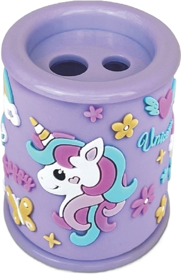 Imaginea produsului 'Ascuțitoare mov cu 2 găuri și container. Unicorn'