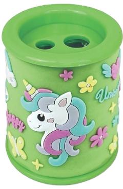 Imaginea produsului 'Ascuțitoare verde cu 2 găuri și container. Unicorn'