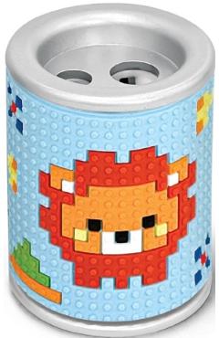 Imaginea produsului 'Ascuțitoare 3D pixel bleu cu 2 găuri și container'