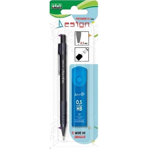 Creion mecanic Negru 0.5mm + rezerve HB