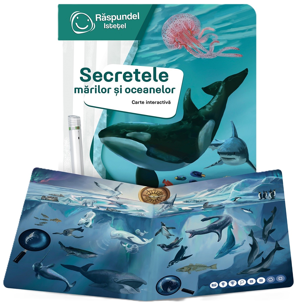 Coperta cărții 'Carte interactivă: Răspundel Istățel. Secretele mărilor și oceanelor'