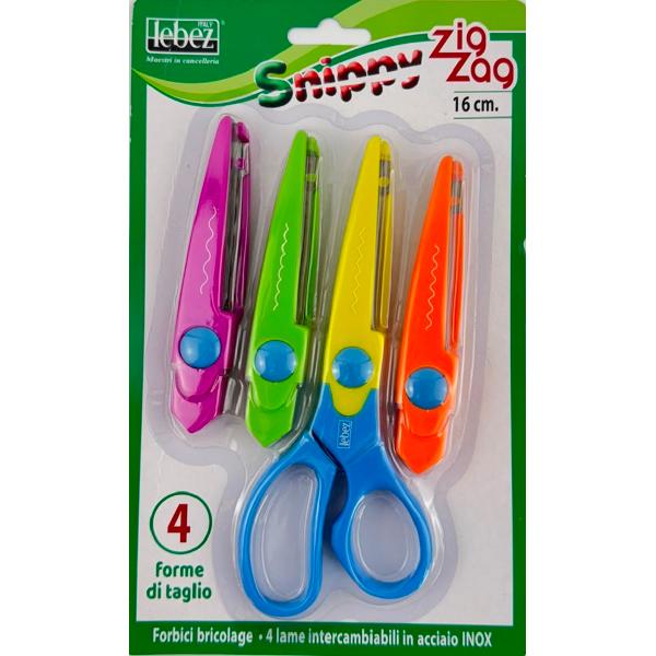 Set foarfeca zig-zag cu 4 lame interschimbabile