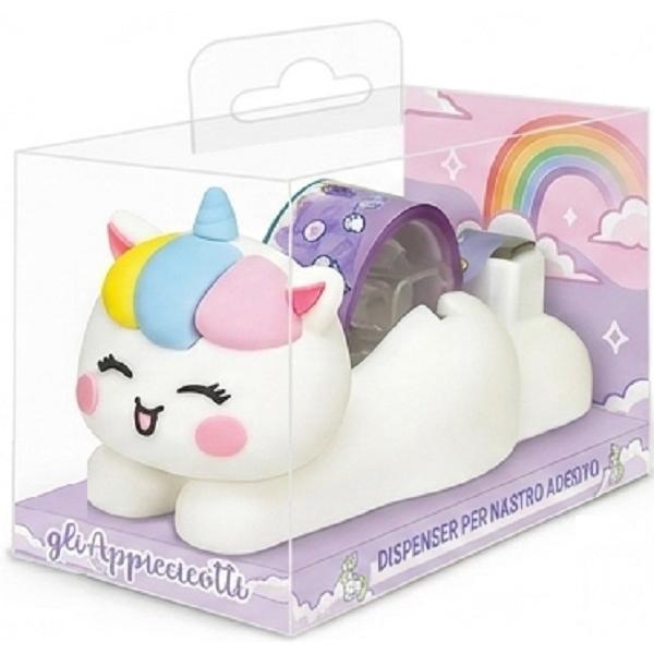 Dispenser banda adeziva Magic Unicorns. Unicorn bleu