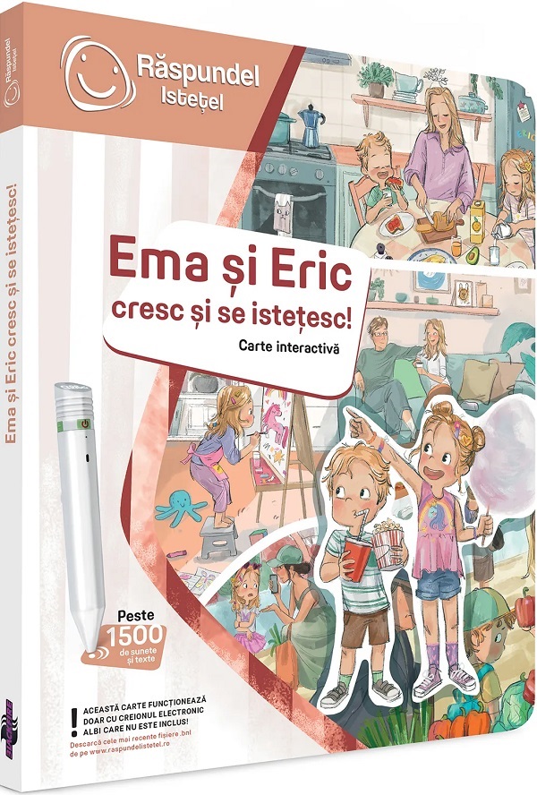 Coperta cărții 'Carte interactivă: Răspundel Istățel. Ema și Eric cresc și se istețesc'