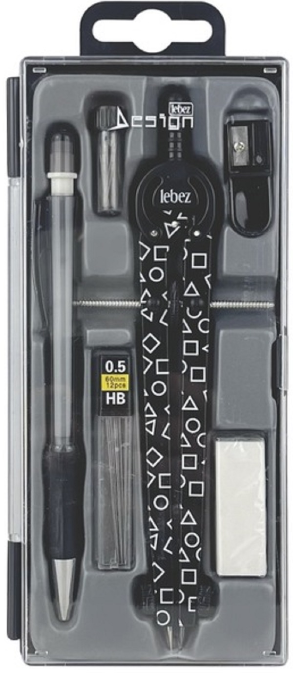 Imaginea produsului 'Trusa compas scolar cu 6 accesorii. Negru'