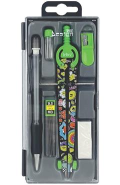 Imaginea produsului 'Trusa compas scolar cu 6 accesorii. Verde'