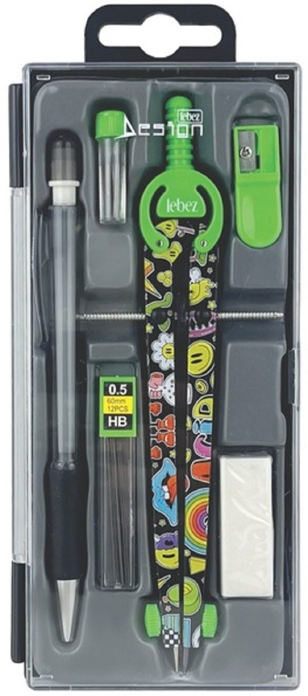 Imaginea produsului 'Trusa compas scolar cu 6 accesorii. Verde'