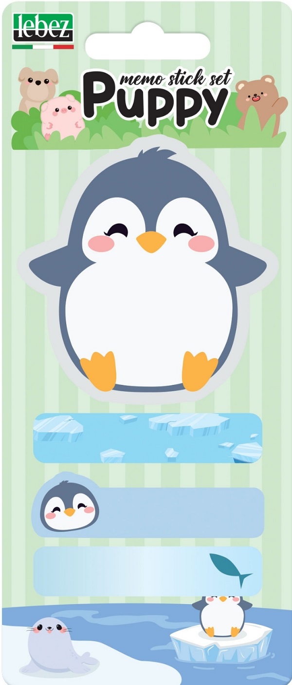 Imaginea produsului 'Set de 20 notițe autoadezive și 60 semne de carte. Pinguin'