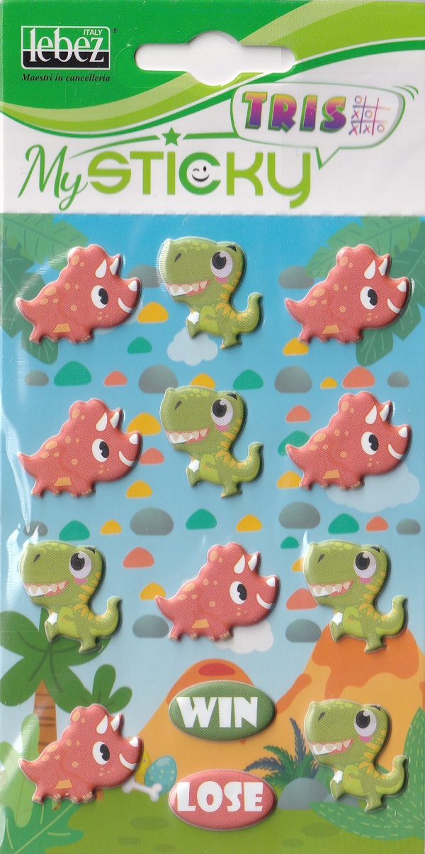 Imaginea produsului 'Stickere decorative X și 0. Dino verde și dino roz'