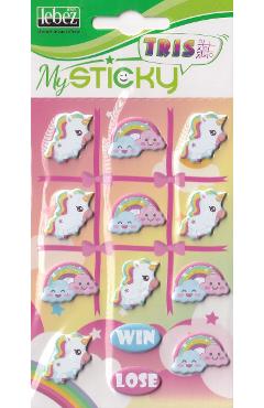 Imaginea produsului 'Stickere decorative X și 0. Unicorn și curcubeu'